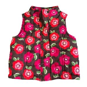 Osh Kosh Toddler Girls Vest SZ 3T Brown Floral Pattern Sleeveless
